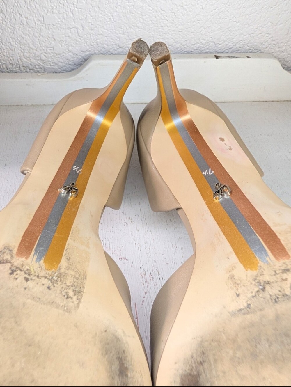 Sam Edelman Taupe Tan Pump Heels Women's Shoes 7.5 Closed Pointed Toes - Picture 12 of 12